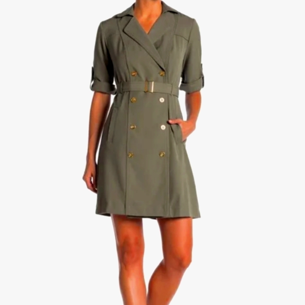 Sharagano Double Breasted Trench Dress LNC - Picture 3 of 13